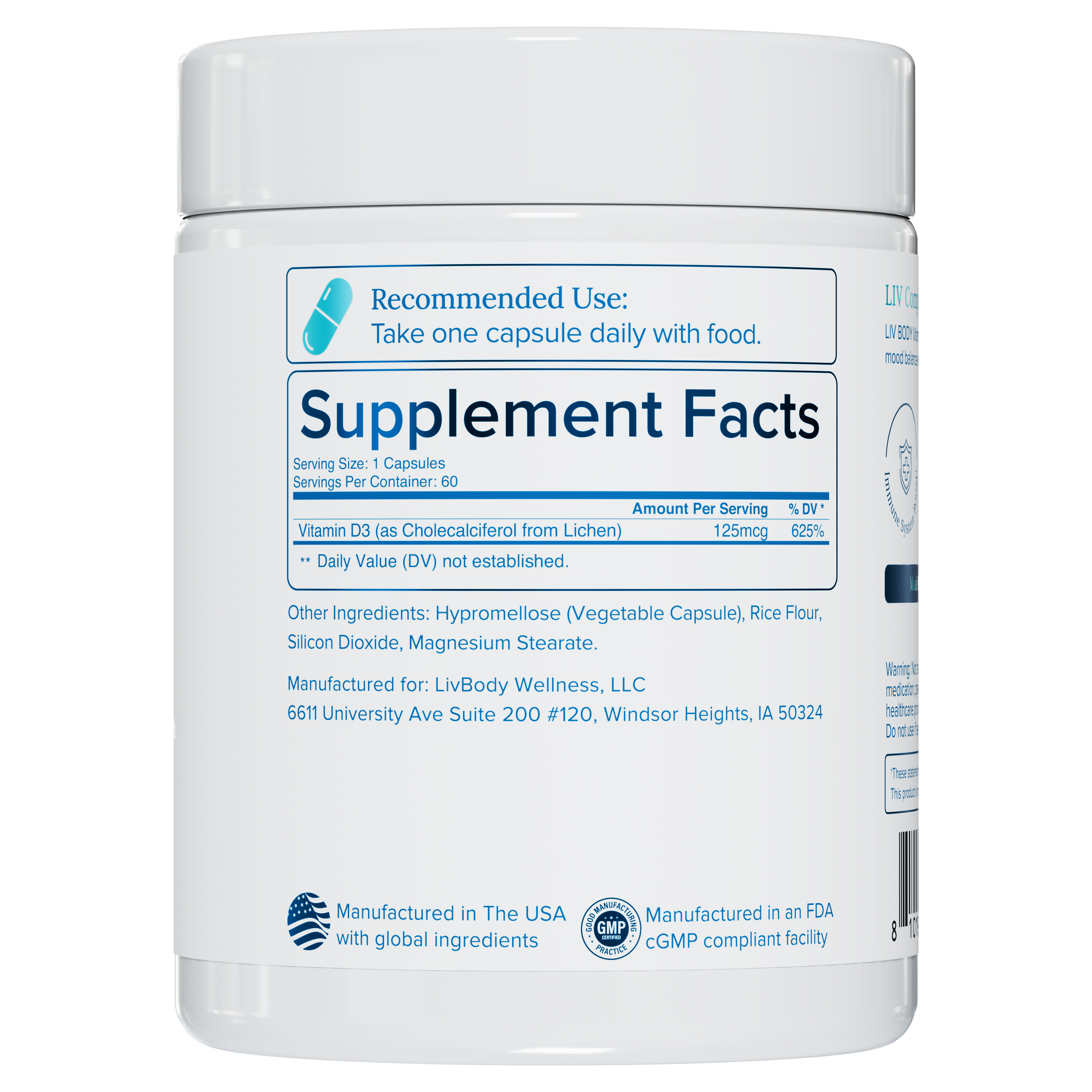 Vitamin D3 5000iu (Vegan Sourced) - LIV BODY