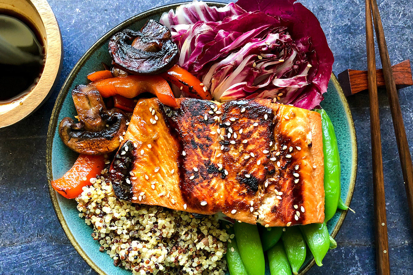 LIV Body | Low Carb Teriyaki Salmon & Quinoa Bowl Recipe