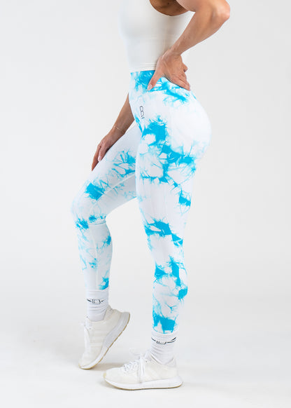 Seamless Leggings - White/Blue Marble