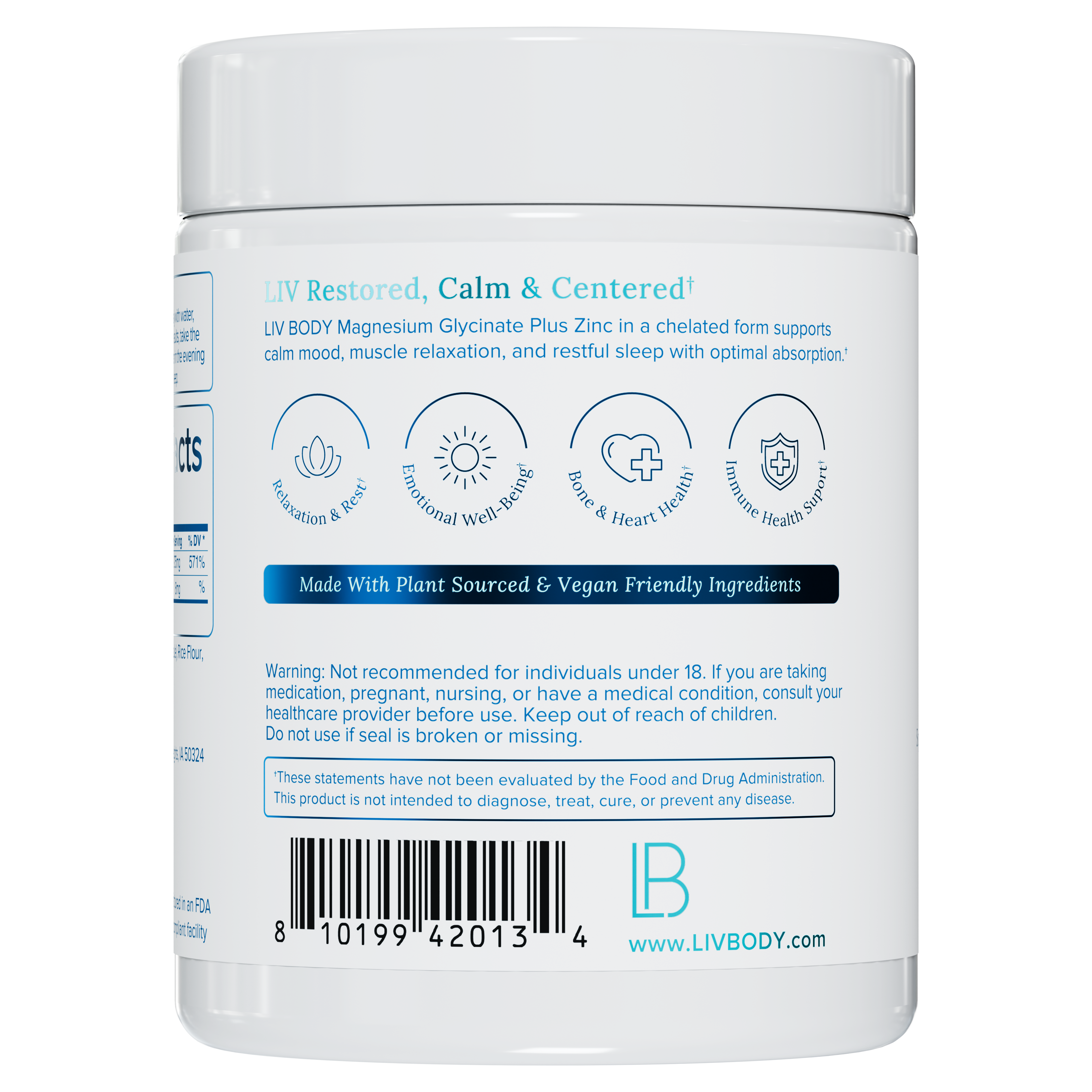 Magnesium Glycinate + Zinc (Vegan)