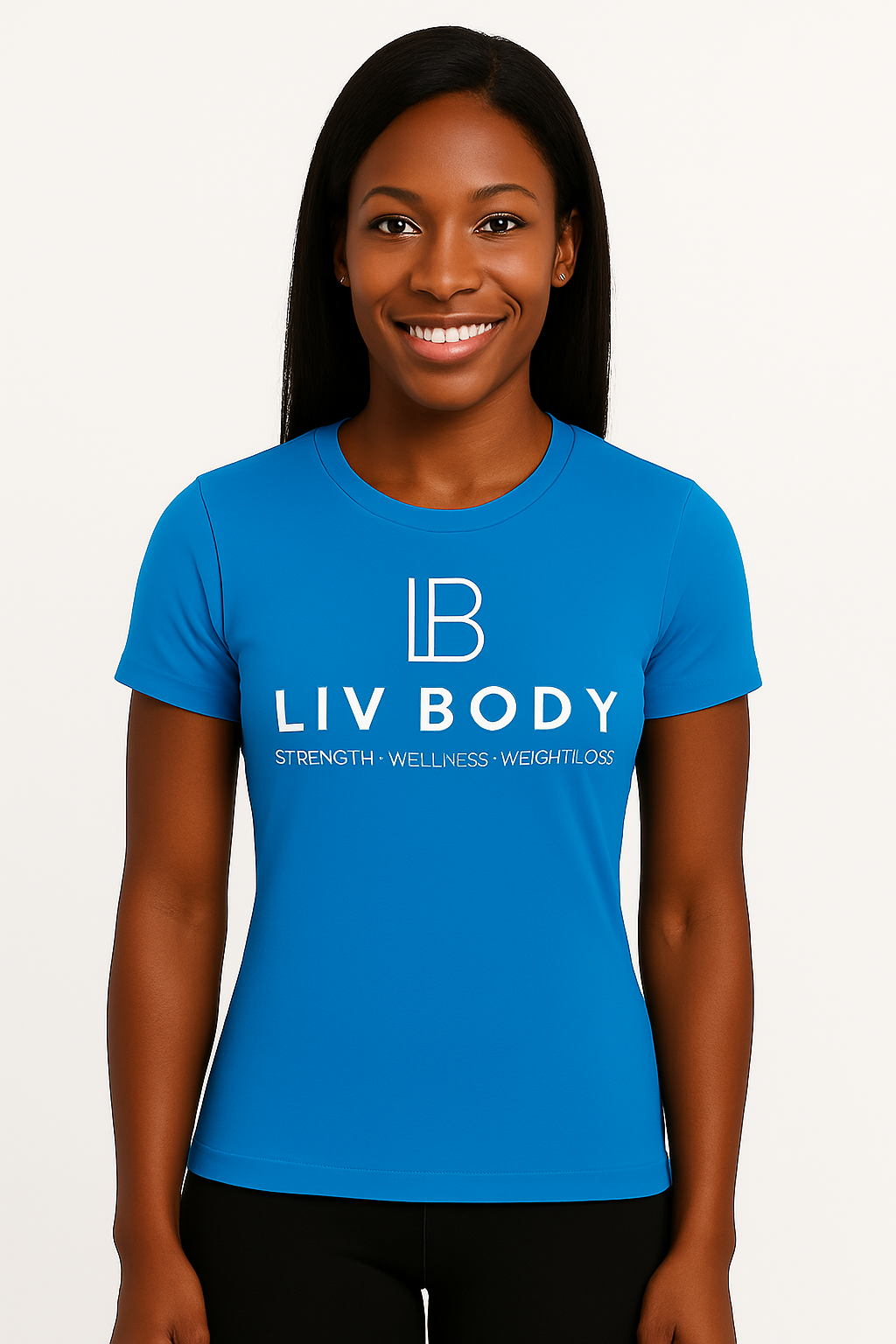 WOMEN'S T-SHIRT BLUE STRENGTH WELLNESS WEIGHT LOSS