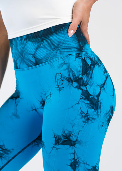 Seamless Leggings - Blue/Black Marble